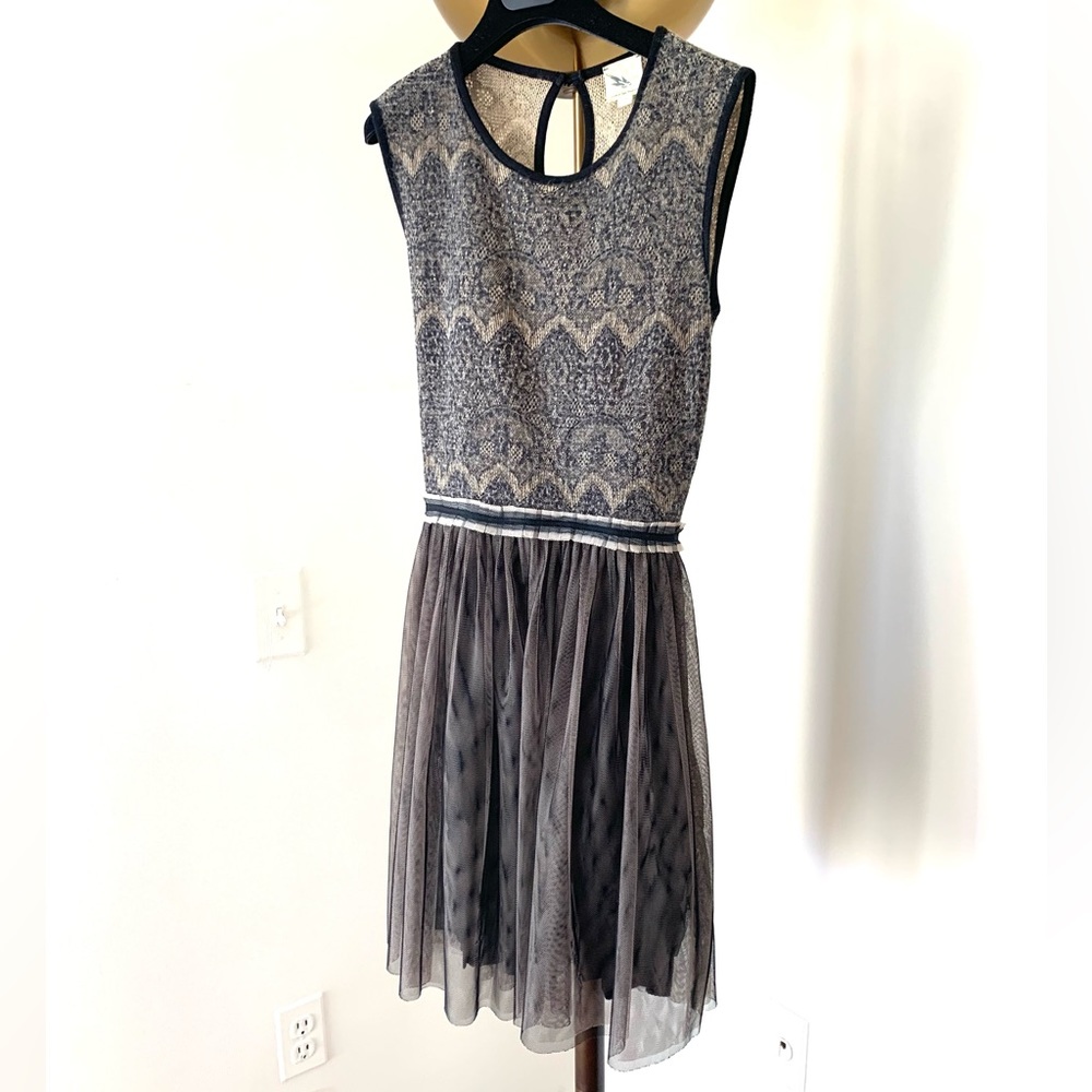 Anthropologie Lace-Effect Knit and Tulle Dress